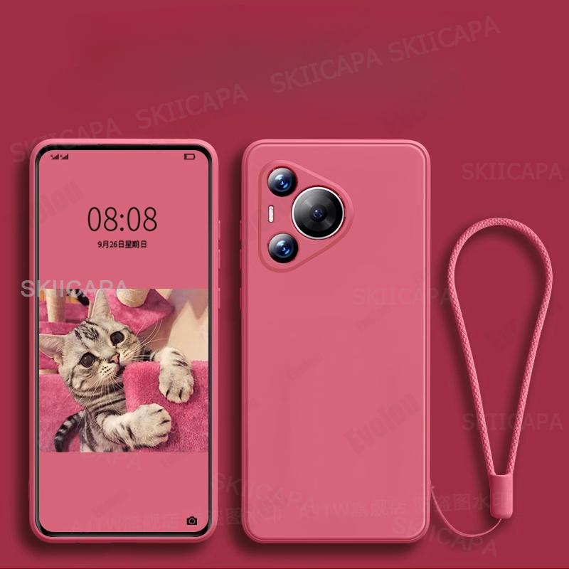 Lens Camera Protective Phone Cover For Huawei Pura 90 Pro Max Liquid Silicone Matte Shockproof Cover Lanyard For Pura 90 Pro Max Pura 90 Pro Max