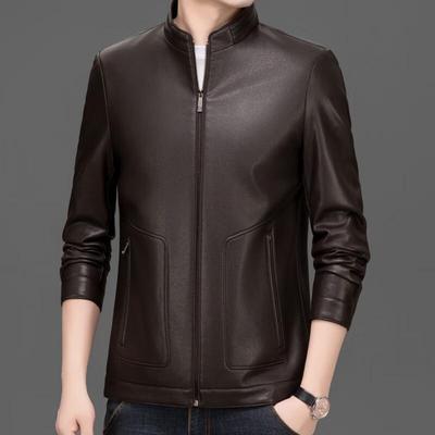 Men's Stand Collar Faux Leather Jacket