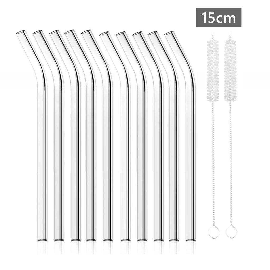 15cm Short Glass Straws Clear Drinking Straws for Cocktails Whiskey Coffee Bar Party Straight Bent Reusable Straws Barware