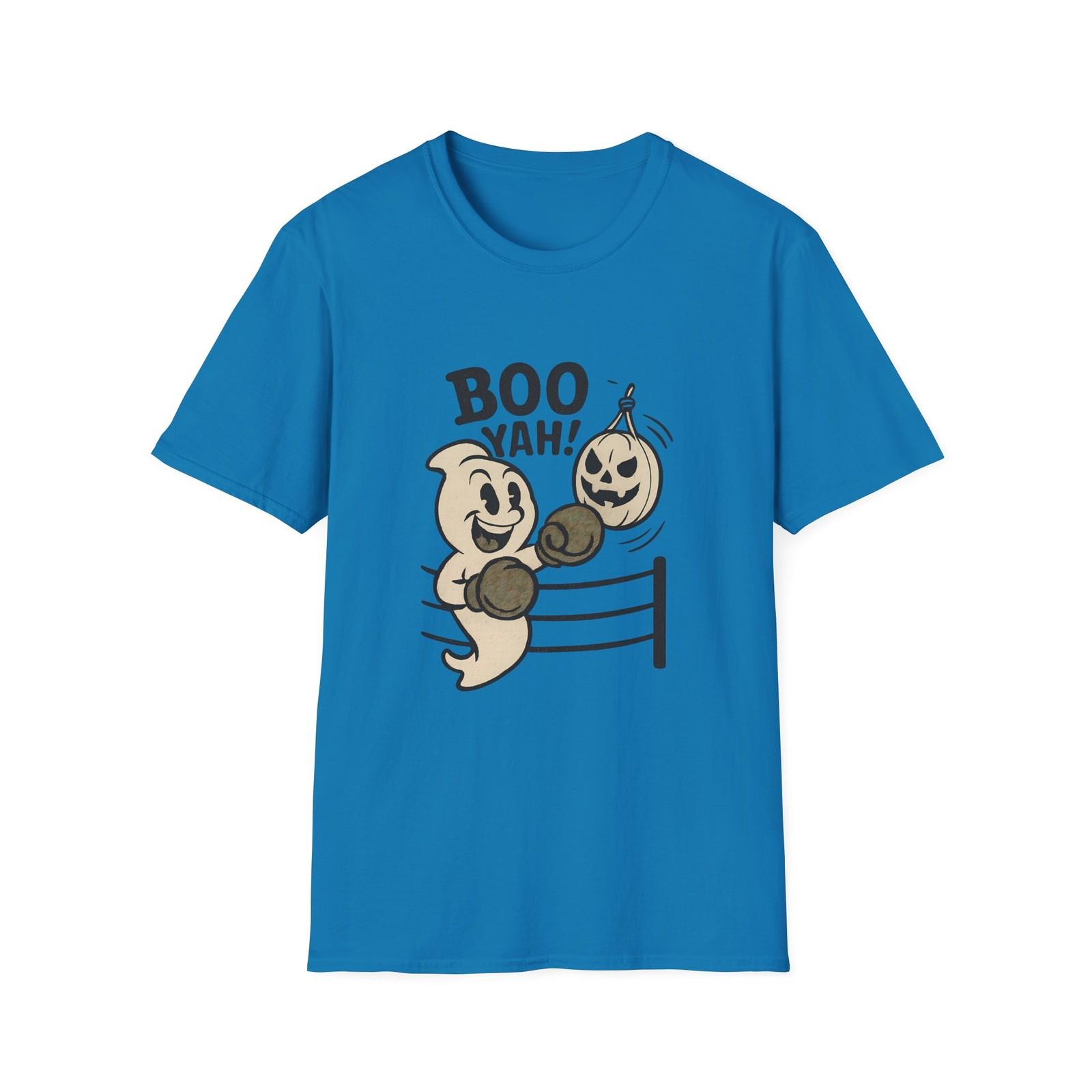 Unisex Softstyle T-Shirt Mens Womens Tees Top Boo YAH Funny Ghost Boxing Halloween Jack-o’-Lantern L