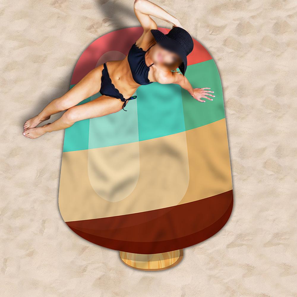 Sommer Eis am Stiel Form Strandtuch Regenbogen Dopamin Ultrafeines Faserhandtuch Stoff Strandkissen Schwimmen Badetuch Handtuch