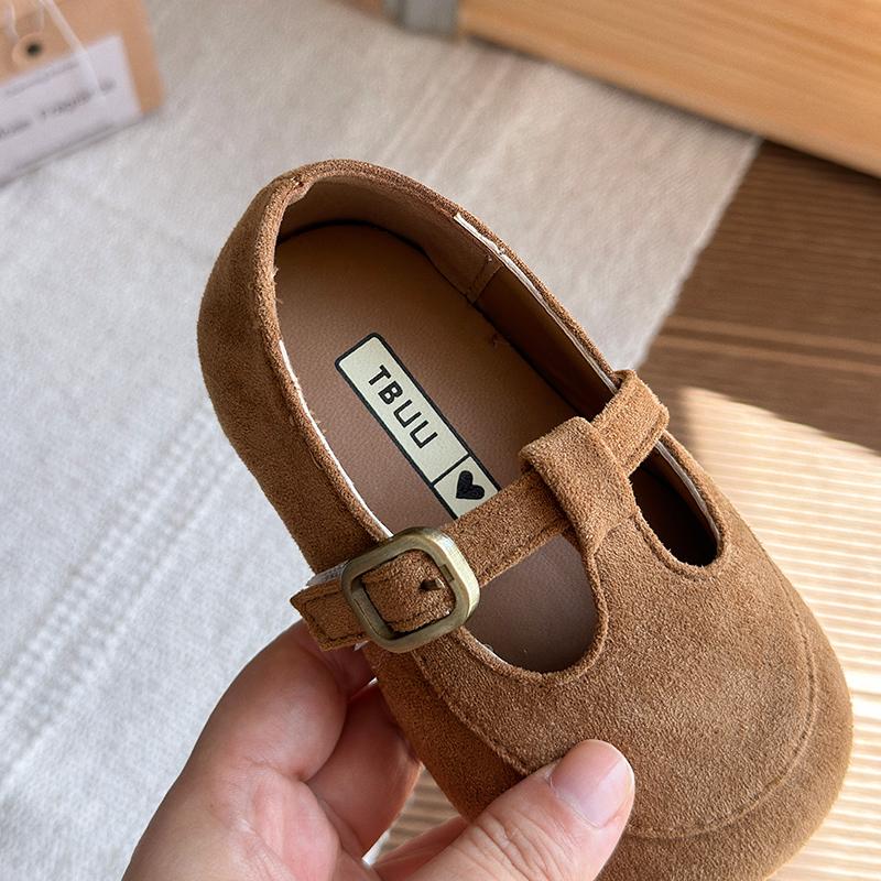Girls Leather Shoes Toddlers Flats Princess Sweet Little Kids Soft Shoes T-strap Retro Classic Children's Dress Shoes for Party
