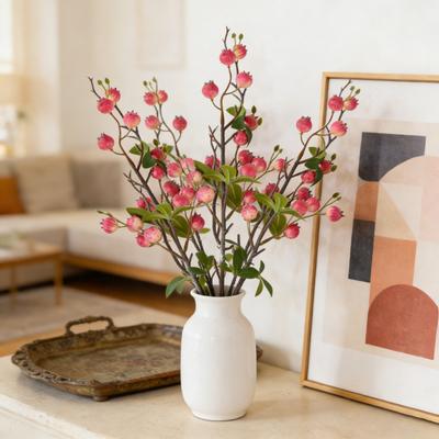 Artificial Pomegranate Berries Stems Faux Fruit Berry Picks with Leaves for Home Floral Arrangements Christmas Wedding Decoration