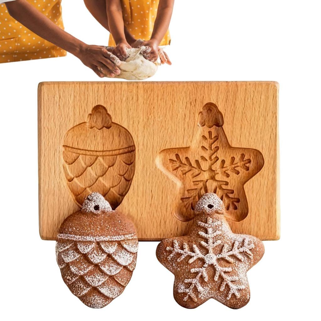 Wood Cookie Mold Realistic Wood 3D Stamps Wooden Embossing Mold Simulated Mold Pine Nut Crafts Food Decorations for Baking