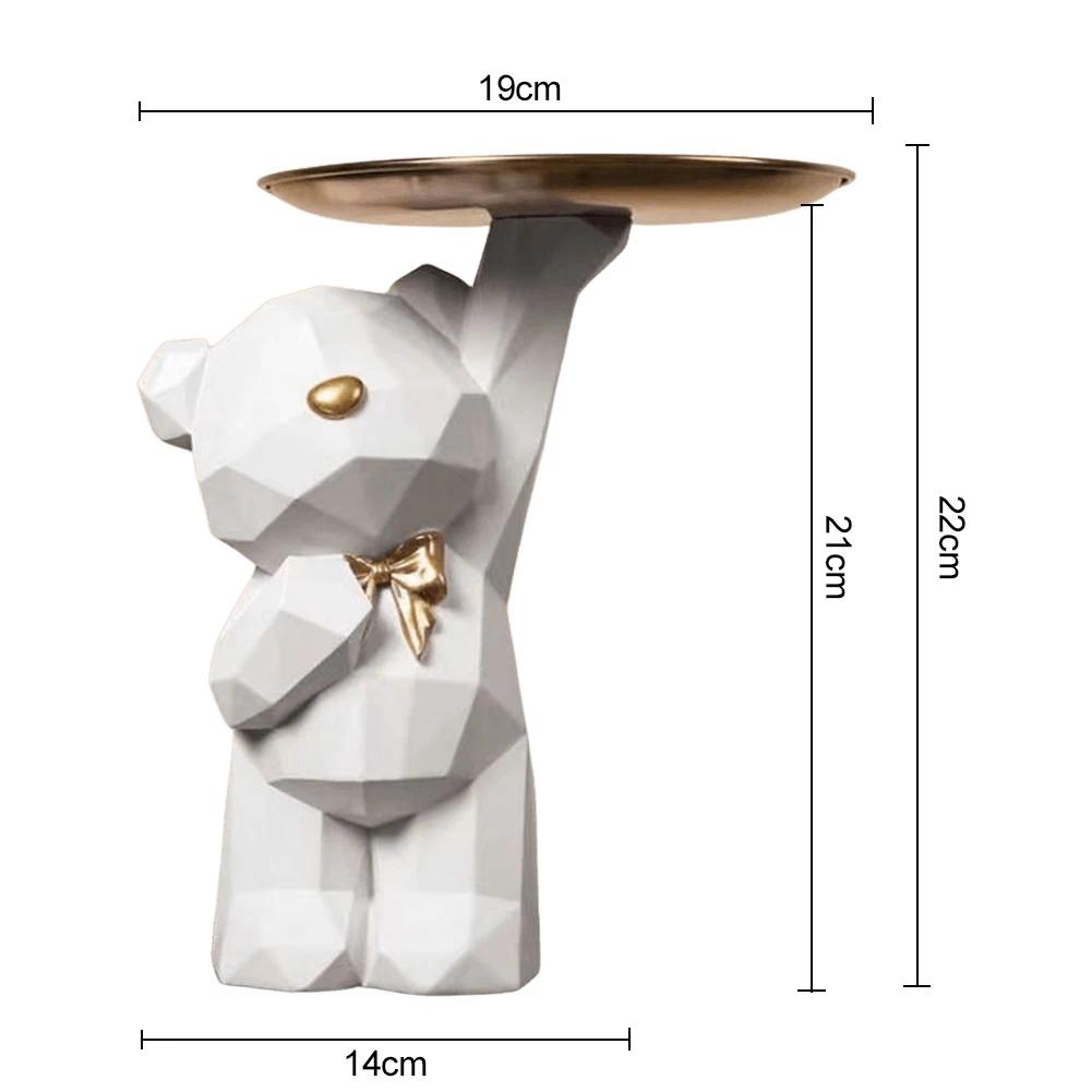 Geometric Shape Figurine Resin Statue Entrance Key Holder Cat Bear Tray Candy Lipstick Jewelry Sundries Storage Home Decoration