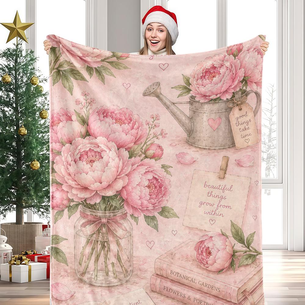 Minimal Floral Solid Color Thick Lightweight Extra Warm Travel Blanket Ideal Christmas Halloween Gift for Women Men Kids