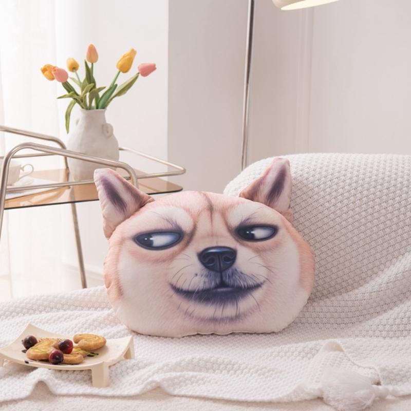 Realistic 3D Printed Dog Pillow Comfortable and Durability Plush Velvet Cushion for Animal Lover Optional Prints
