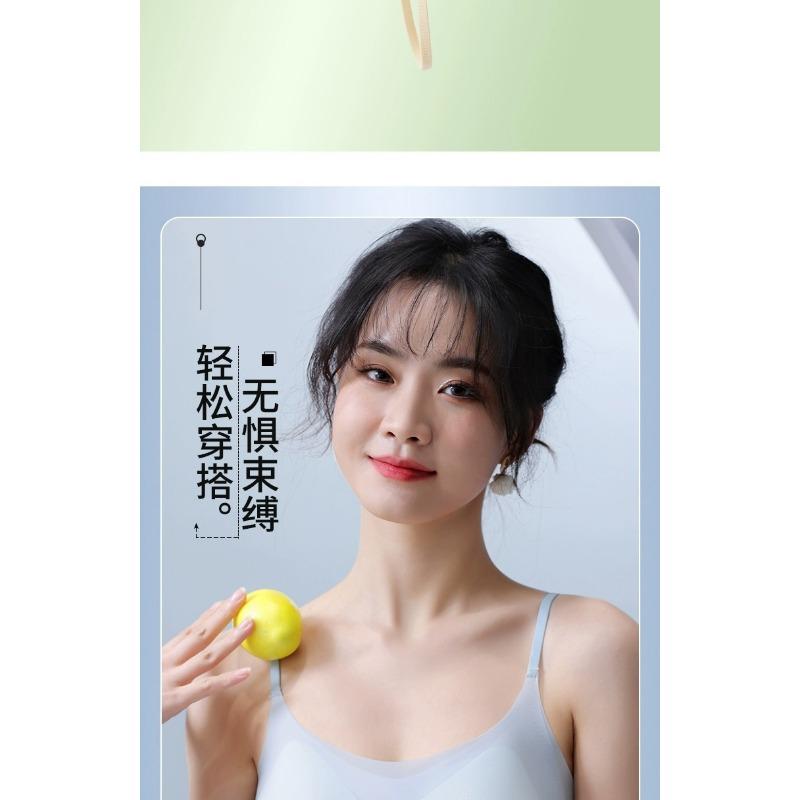 Women Ice Silk Breathable Seamless Gathered No Steel Ring Thin Strap Vest Bra