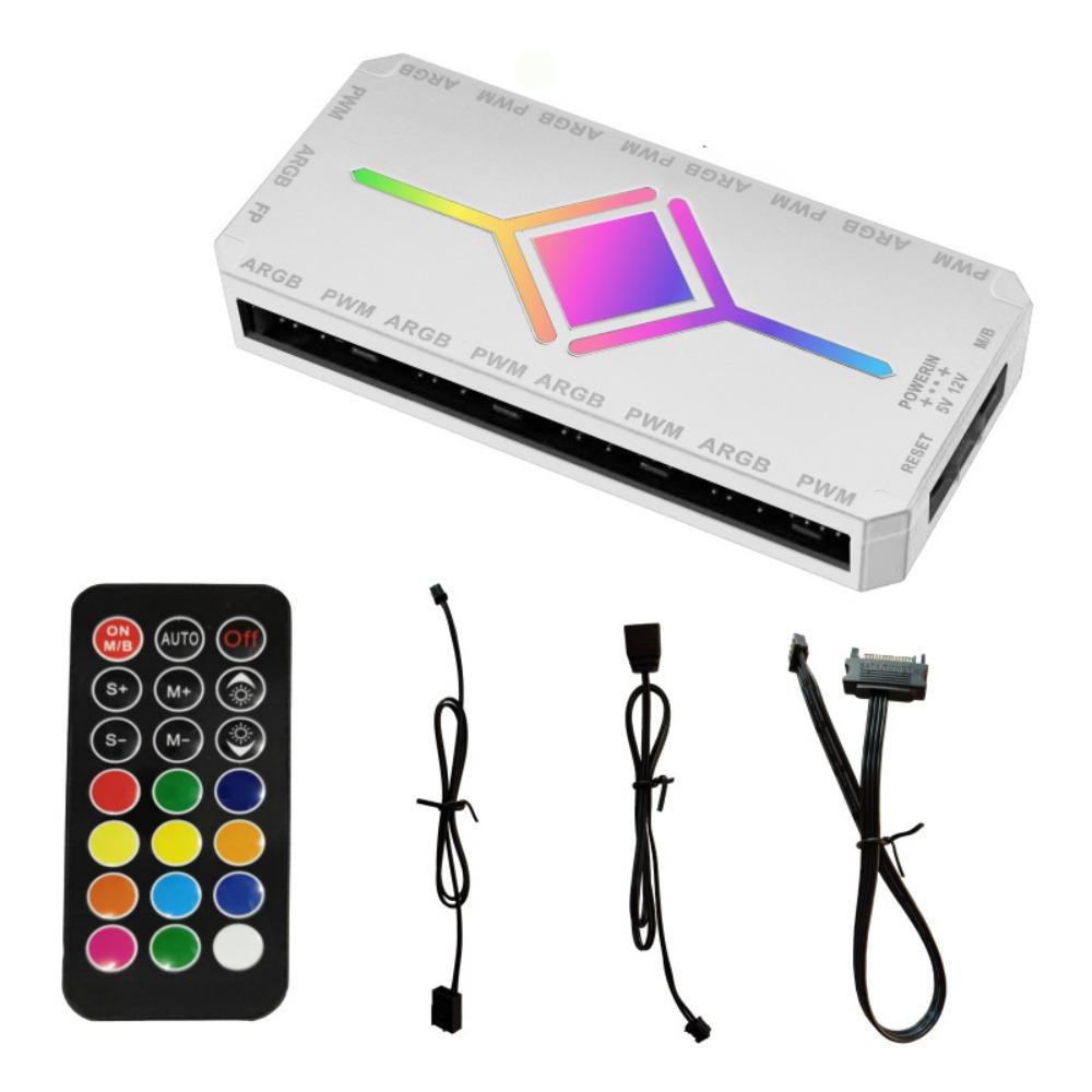 Remote Control PWM Fan Splitter RGB Sync ARGB Controller Portable ARGB Fan Hub  PC Build
