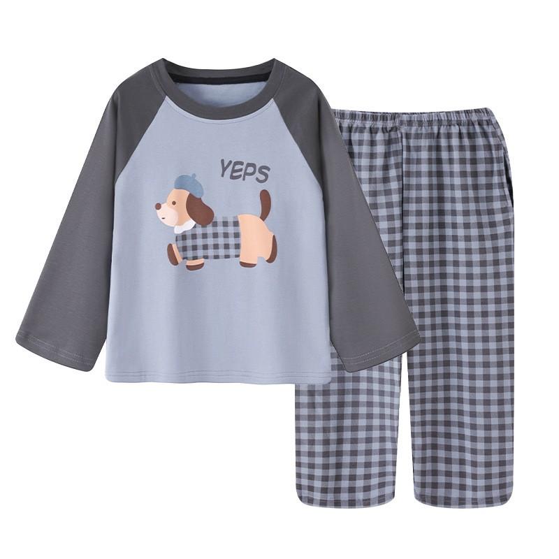 100% Cotton Boys Long Sleeve Pajama Set Cartoon Print Comfortable Sleepwear Kids Ages 8 Fall Home Wear
