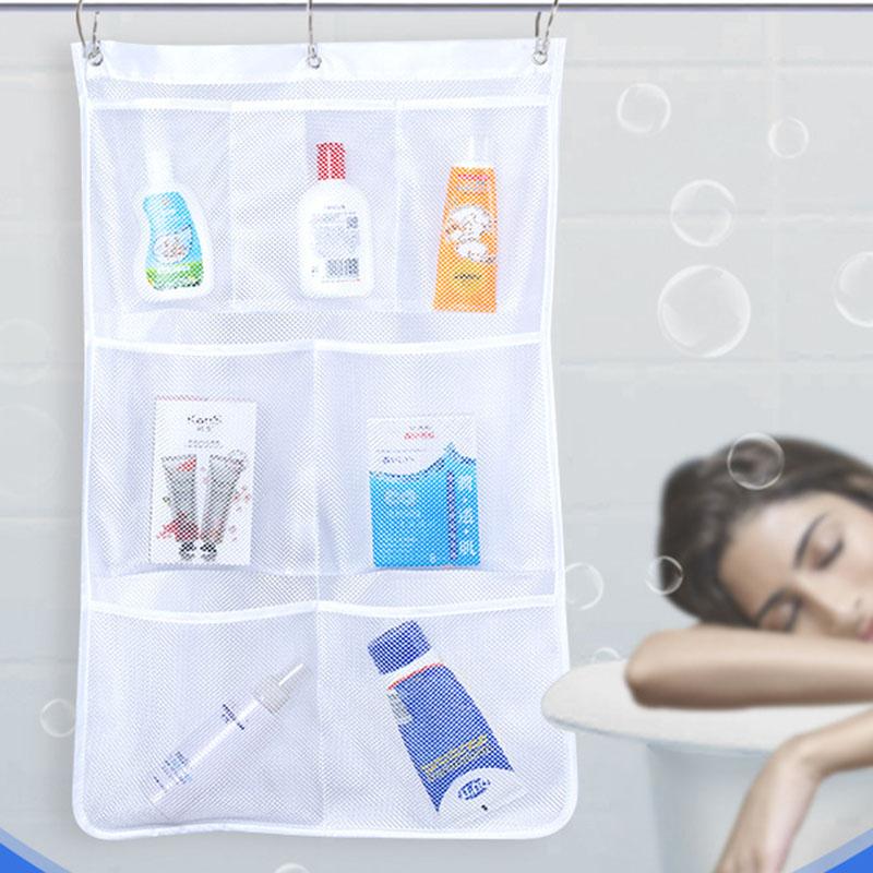 

7 Grids Mesh Shower Hanging Bag Organiser Polyester Bathroom Hanging Pockets Type A