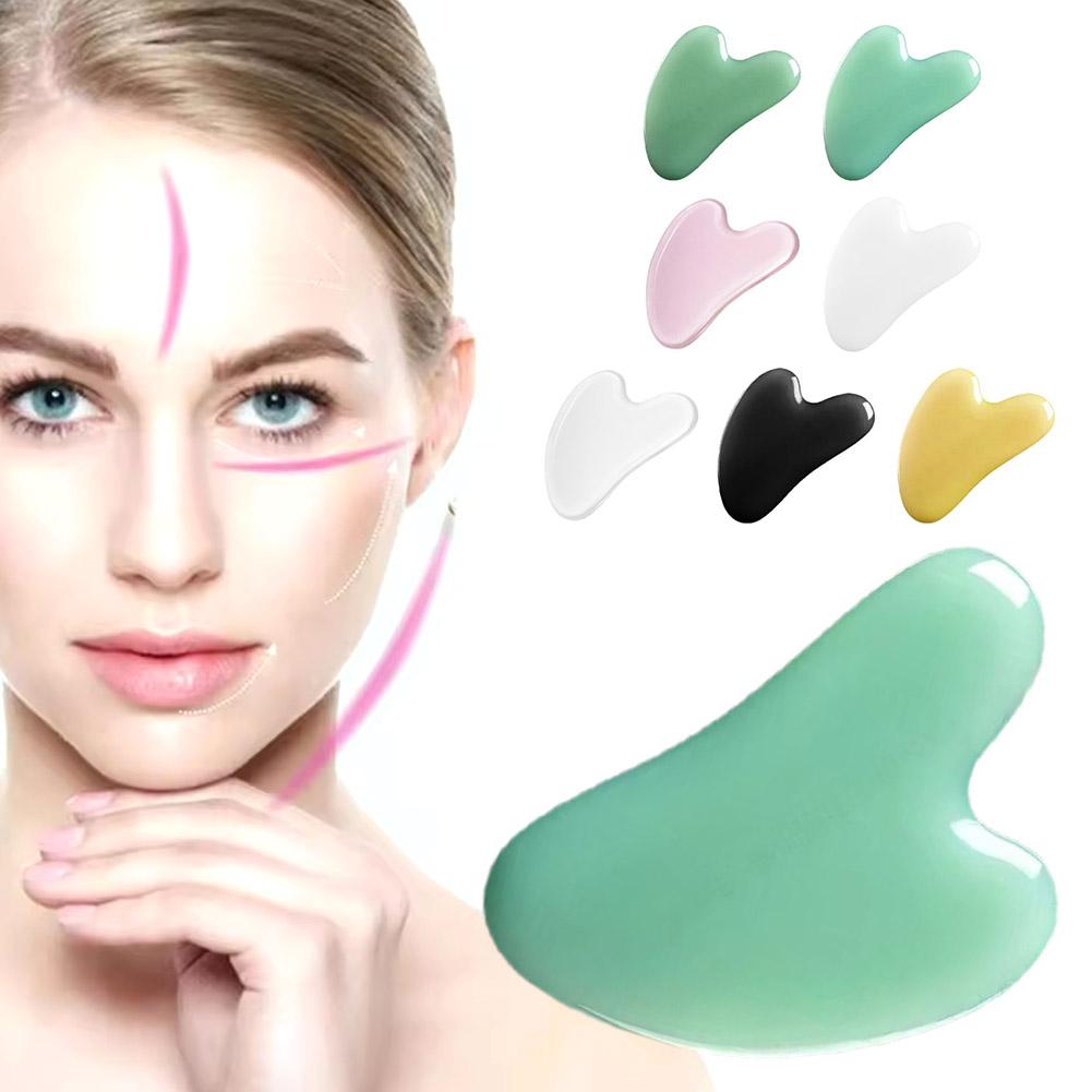 Natural Jade Scraping Board Face & Body Gua Sha Massage Brush Heart Shaped Massager Scrapers Tools For Face Neck Back Body