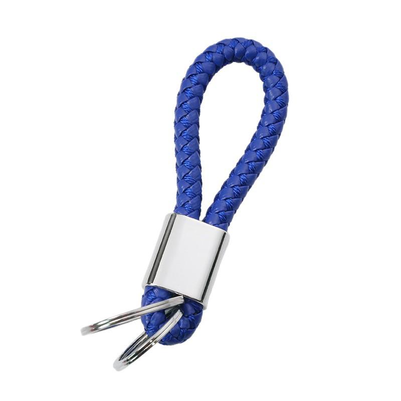 Universal Woven Leather Car Keychain with Double Rings