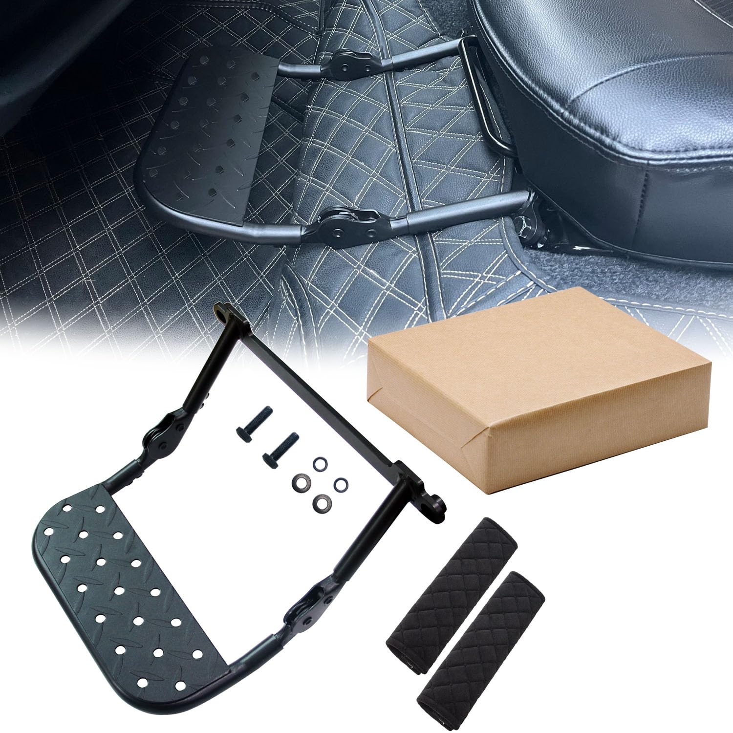 

Складная подставка для ног пассажира для Toyota Ace, регулируемая по высоте и простая, включает чехол Hiace/Regius (серия 200, S-GL, 1-7 поколение), угол, чёрный