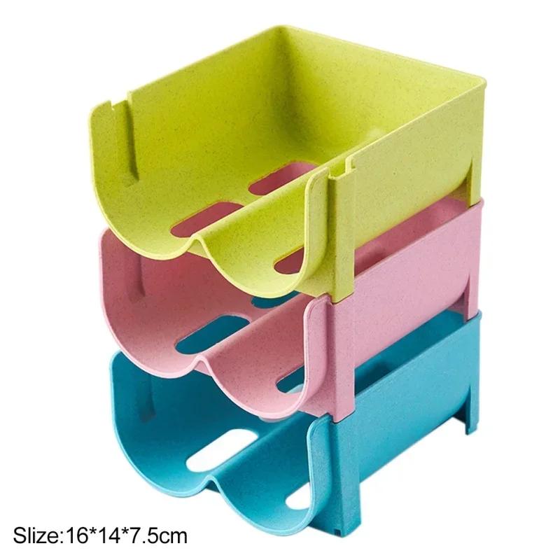 2025 New Refrigerator Drawer Beverage Box Anti-Fall Stackable Storage Rack Glass Beer Bottle Drink Holder Can Dispenser Space Sa