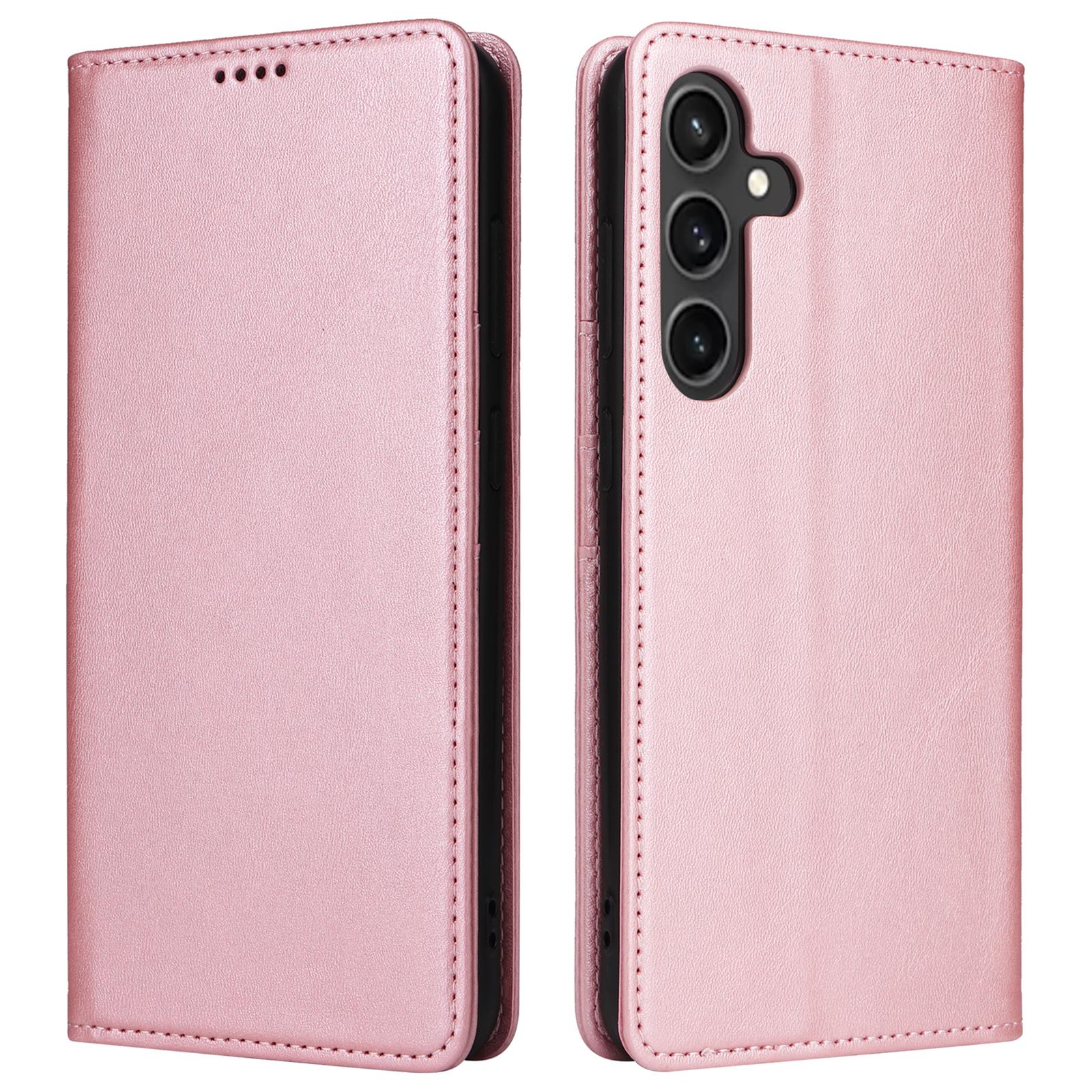 

For Samsung Galaxy S23 FE Leather Phone Case with RFID Blocking Wallet Pink