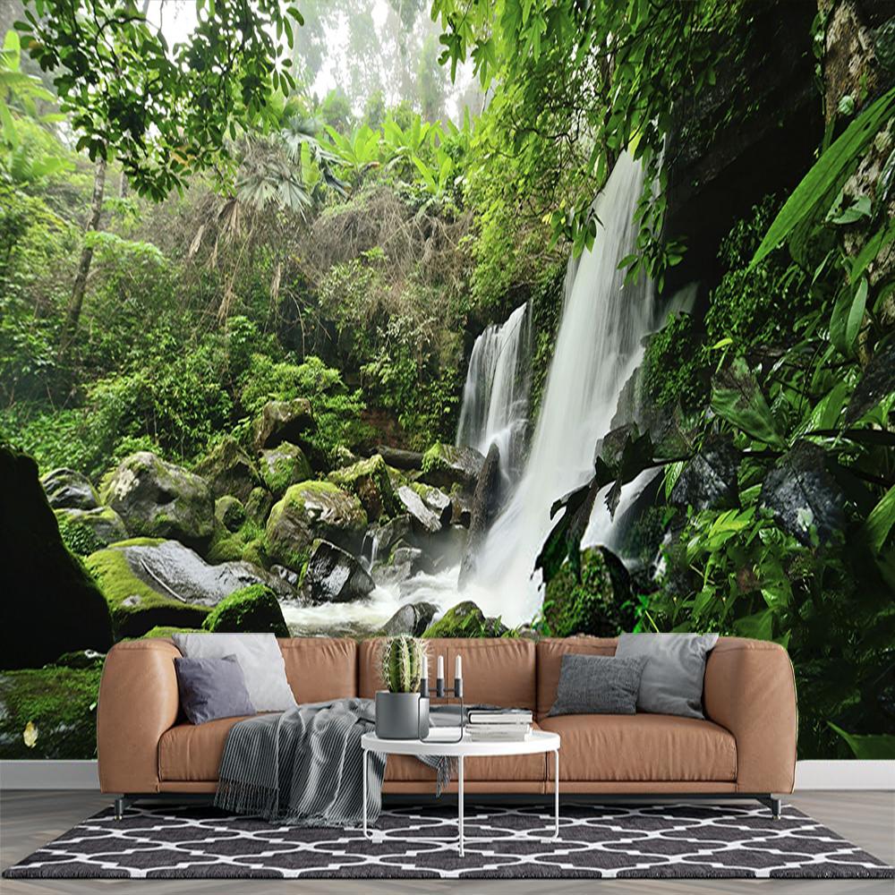 

Лесные фрески Обои с водопадом Фон для спальни гостиной Большие фрески с природным ландшафтом 200 cm(W) x 140 cm(H)