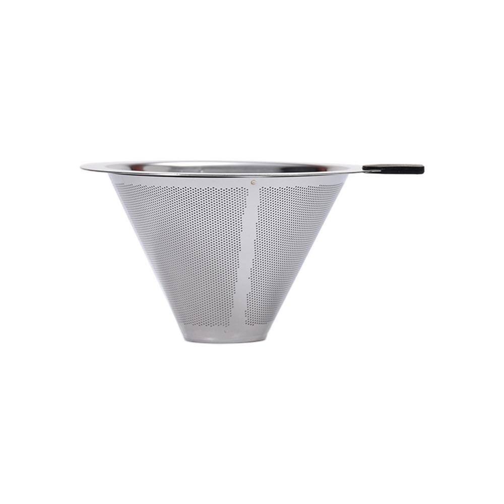 Stainless Steel Coffee Filter Drip Type Silver Pour Over Cone Dripper Fine Mesh No Filter Paper Required Mesh Coffee Filter