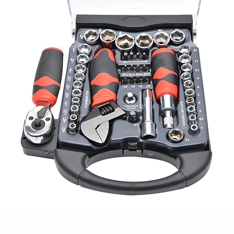 Combinație de 45 de bucăți de șurubelniță galbenă și cheie - Set de instrumente de reparații DIY cu carcasă portabilă pentru casă, birou, grădină