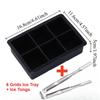 Big Square Ice Cube Tray 4/6/8 Grid Food Grade Silicone Ice Mold with Ice Tongs Stackable for Whiskey Cocktail Bar Pub DIY Maker