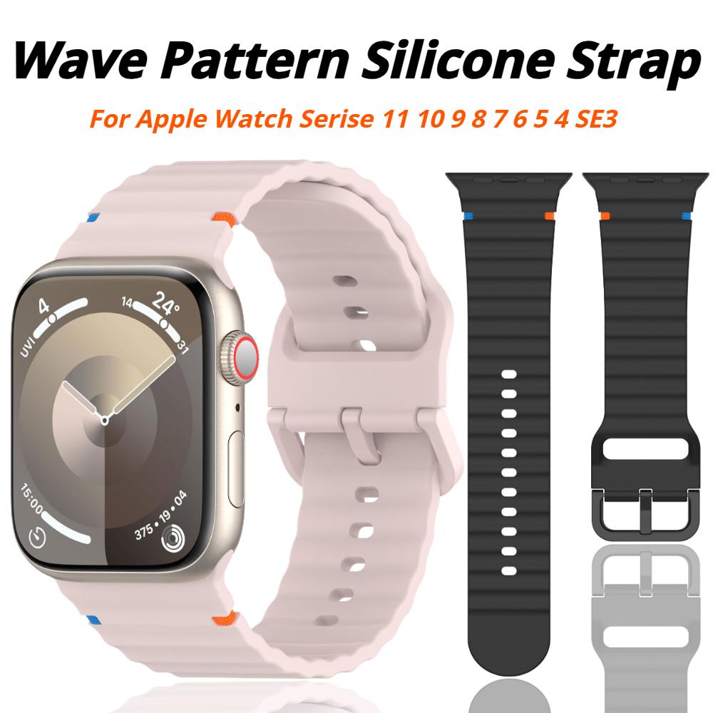 Watch Band For Apple Watch Serise 11 10 9 8 7 SE3 46mm 42mm 41mm 45mm 44mm 40mm Sport Silicone Strap For iWatch Ultra 2 3 49mm
