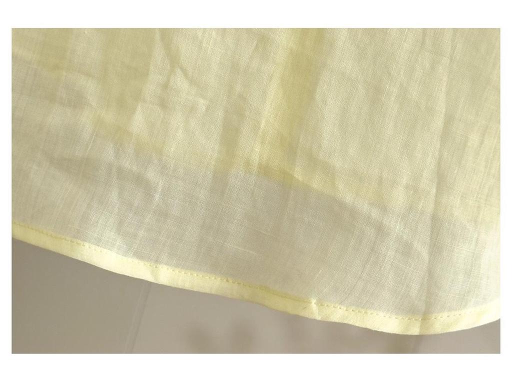 Cămașă Endi pentru Femei, Galben Deschis, Decolteu în V, cu Volane, Șireturi, Broderie cu Mărgele, din Ratin