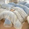 French Princess Wind Milk Fleece 4Pcs Set Winter Thickened Coral Fleece Cut Flower Bed Cover Quilt Cover 4