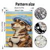 Pearl painting diy sticky diamond creative cute dog with blue hat and cup diamond painting kit living room hanging painting