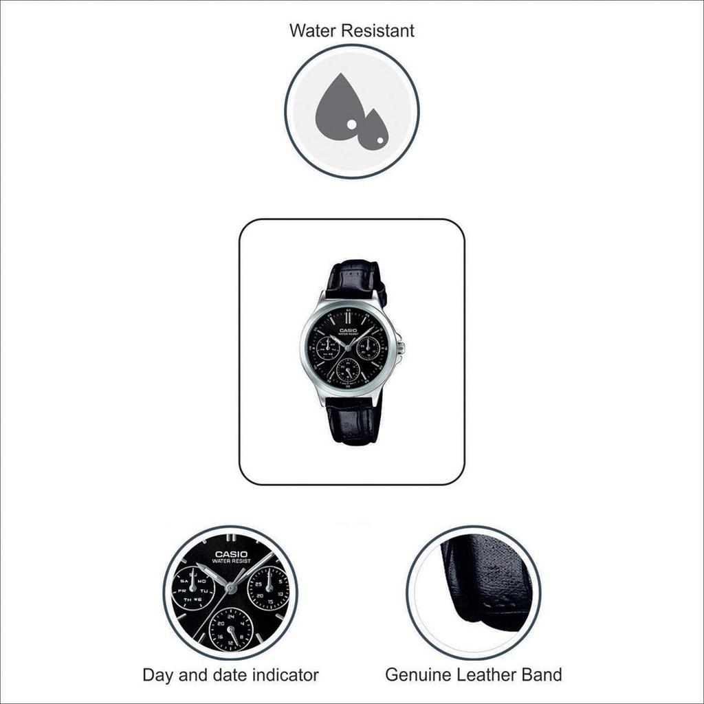 Black Casual Casio Watch LTP-V300L-1A Women's