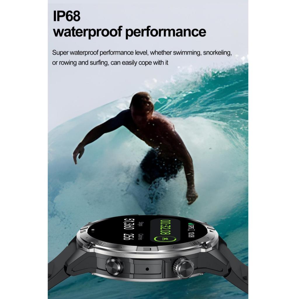 Rainbuvvy HK08 Android Smartwatch 1.43inch AMOLED Full Screen Touch 466x466 BT5.3 Bluetooth Call NFC IP68 GPS Heart Rate 530mAh Outdoor Sports Watch