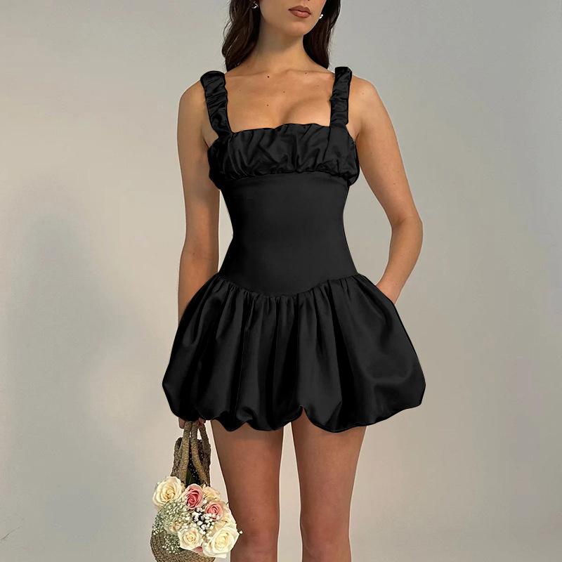 Dress Square Collar Fluffy Short Skirt