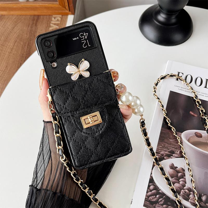 

P50 Butterfly Wallet N2 Mobile Phone Case for Samsung Zflip5 Crossbody Cord 4 Folding 3 Light Luxury Protective Case Xflip For Huawei Pocket2