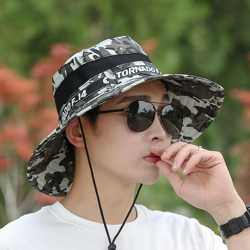 Pánská letní čepice s širokým okrajem, venkovní prodyšná čepice proti UV záření