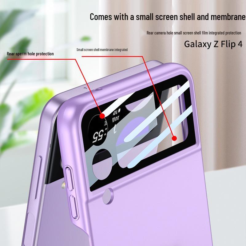 Samsung Flip4 Cross-border Compatible Frosted Hard Case with Z Ring Buckle
