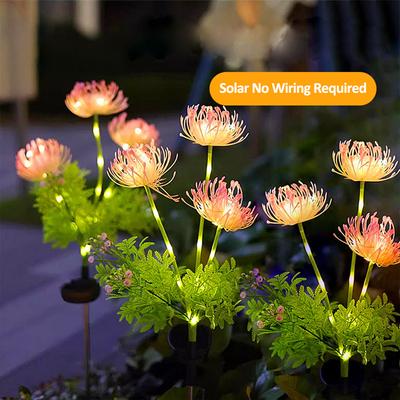 Solar Garden Lights Lit Petal Flower Light 3 Heads Warm White LED Glowing Lawn Lamp for Pathway Garden Yard Decor Lighting