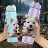 1PC West Highland White Terrier Print 750ml Color Plastic Sports Water Bottle Leakproof Flip Straw Lid Suitable for Sports Office Home Use