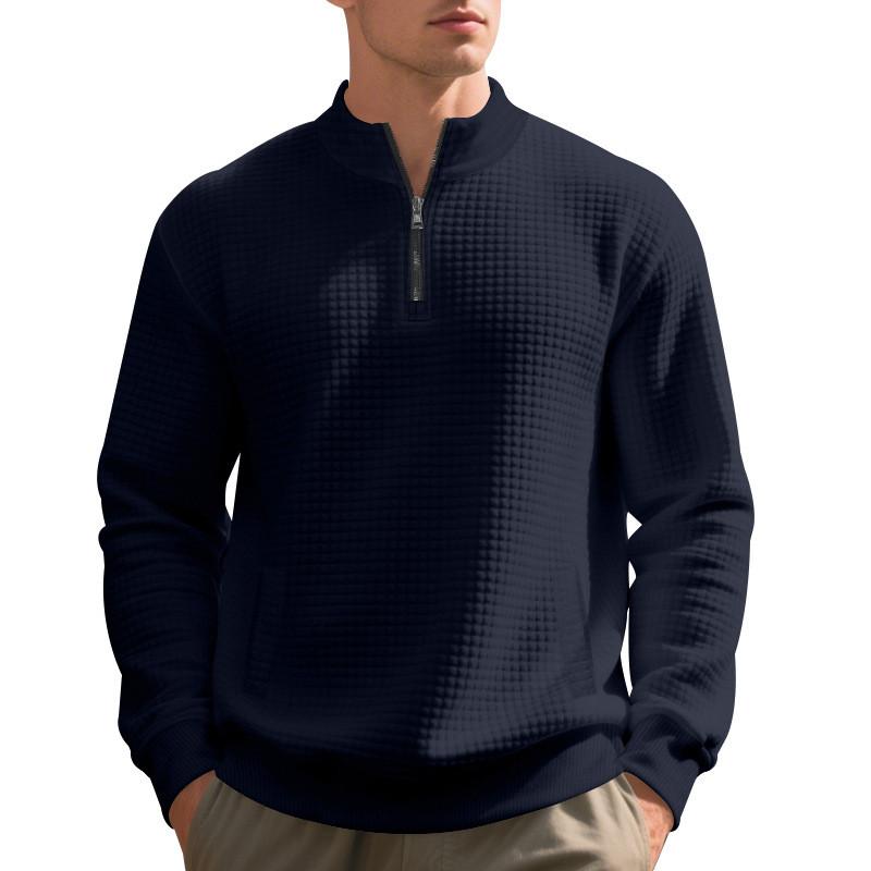 Mens Spring Fleece Sweater With Stand Collar And Zipper For Casual Urban Style