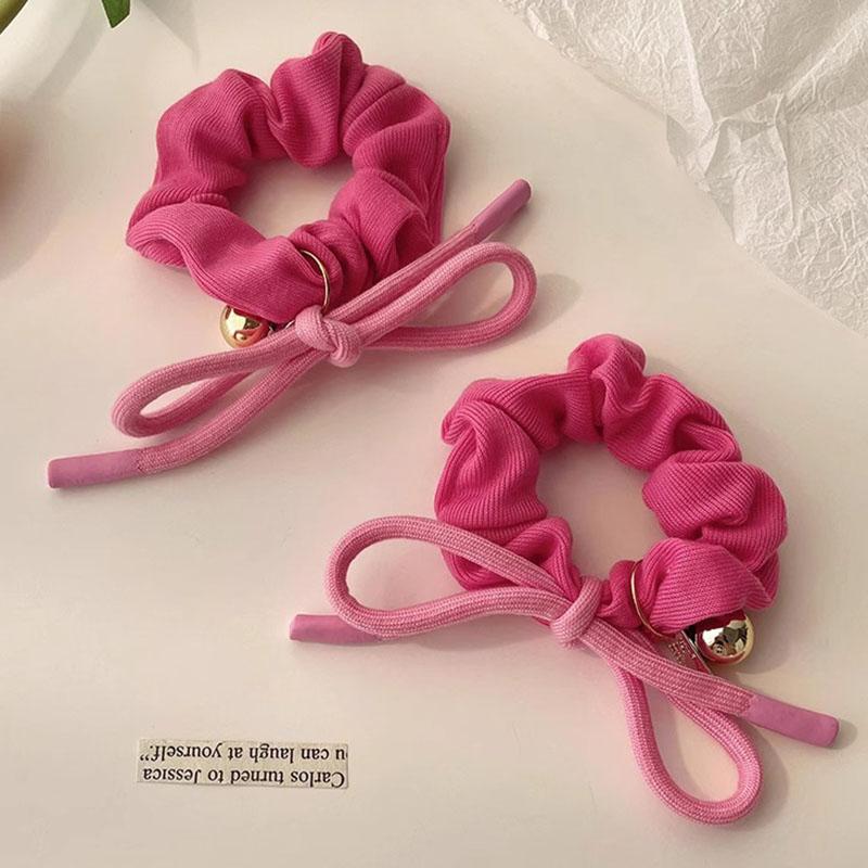 New Trendy Pink Bow Tie Hair Rings Sweet Large Elastic Rubber Bands High Horsetsil Hair Bands For Women Girls Hair Accessories Gifts