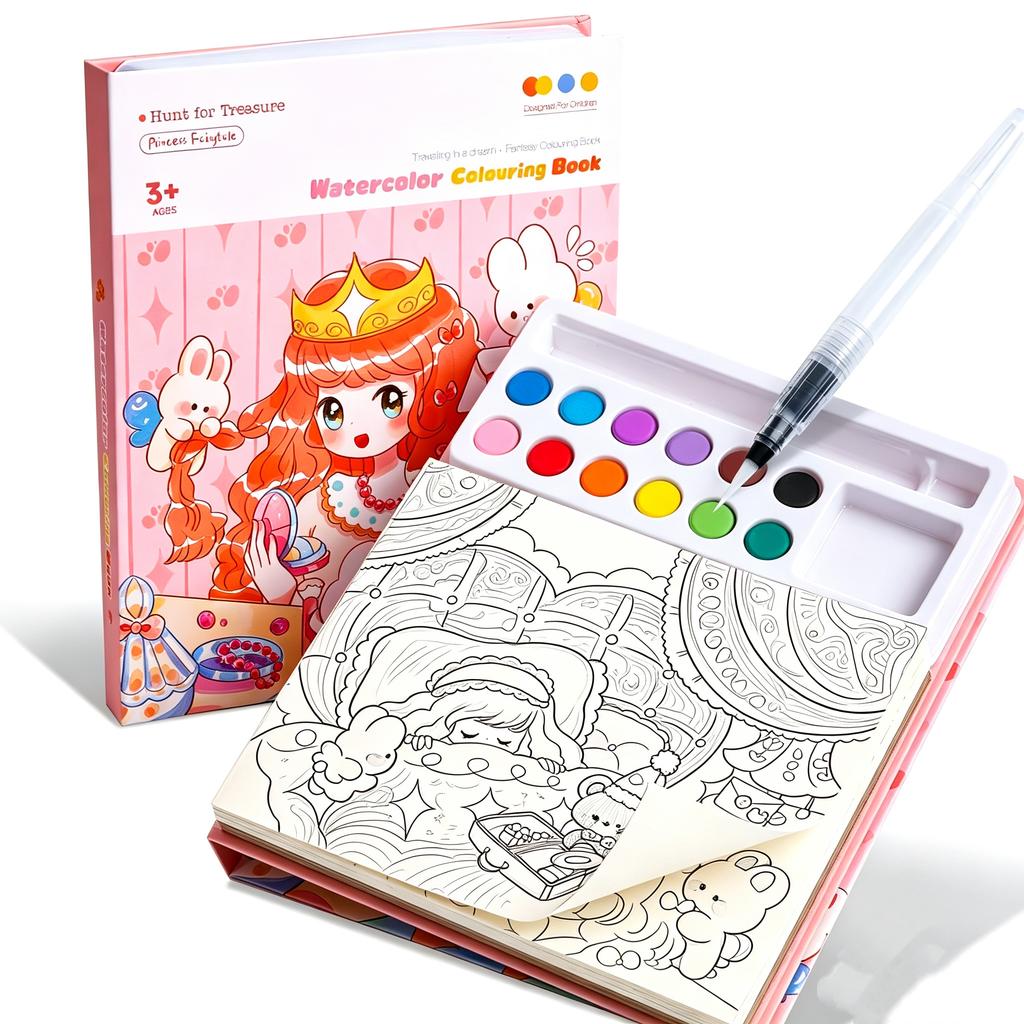 Coloring Book Water Drawing Brush Paint Kit Kid's Watercolor Gouache Graffiti Sticky Notes Coloring DIY Paints Painting Set