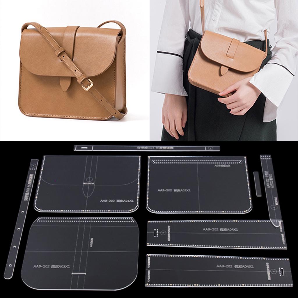 17Pcs DIY Women Men Shoulder Bag Template Acrylic Stencil for Leather Craft