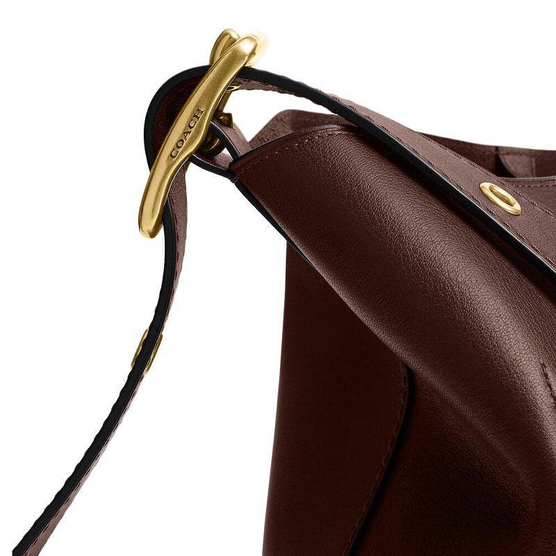 COACH Bleecker Cow Leather Bucket Bag, Shoulder Bag Large Women's Maple Brown CCC23-B4MPL