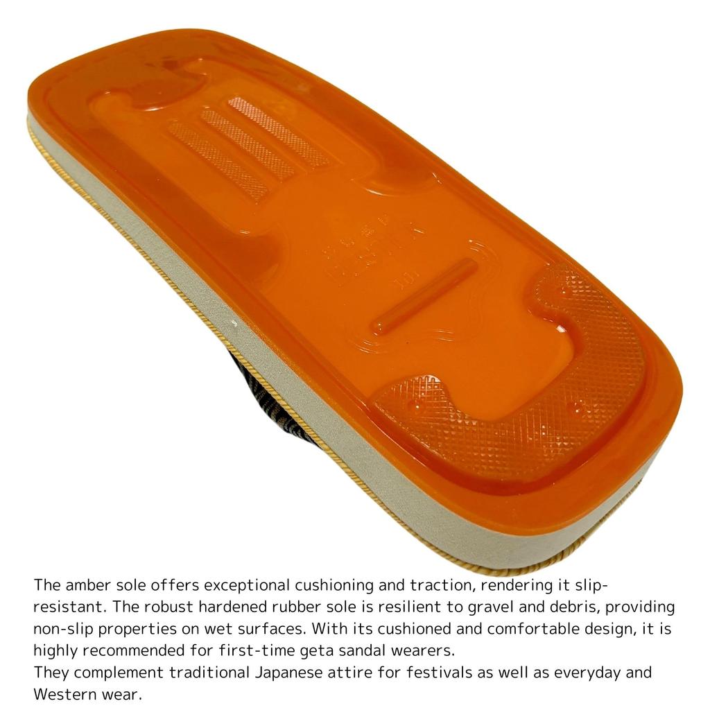 Edoten Geta Made in Yellow Tatami Ame Dyed Rough Size LL Sandals, Japan, Fabric, Non-Slip Sole, Waves,