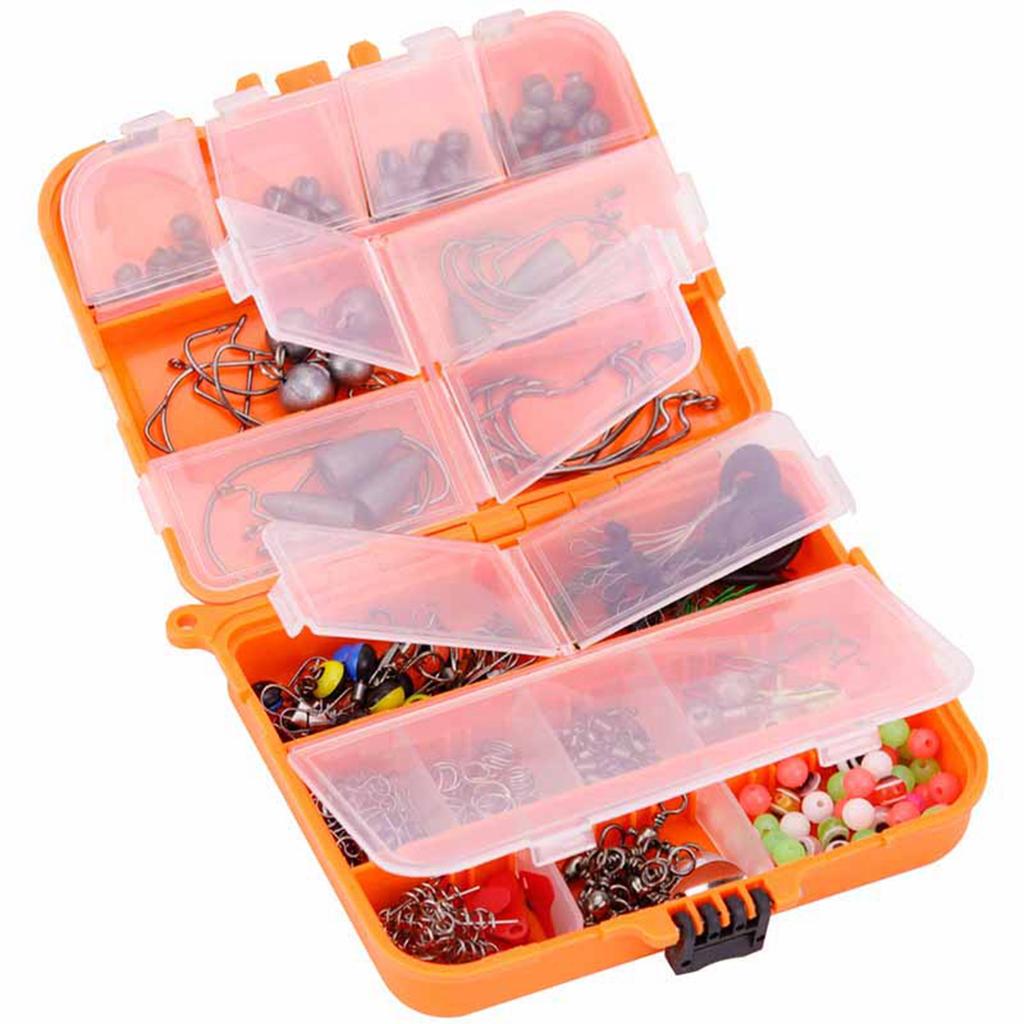 257PCS Fishing Lure Set Metal ABS Corrosion Resistance Anti Winding Fishing Hook Kit for Outdoor with Orange Storage Box