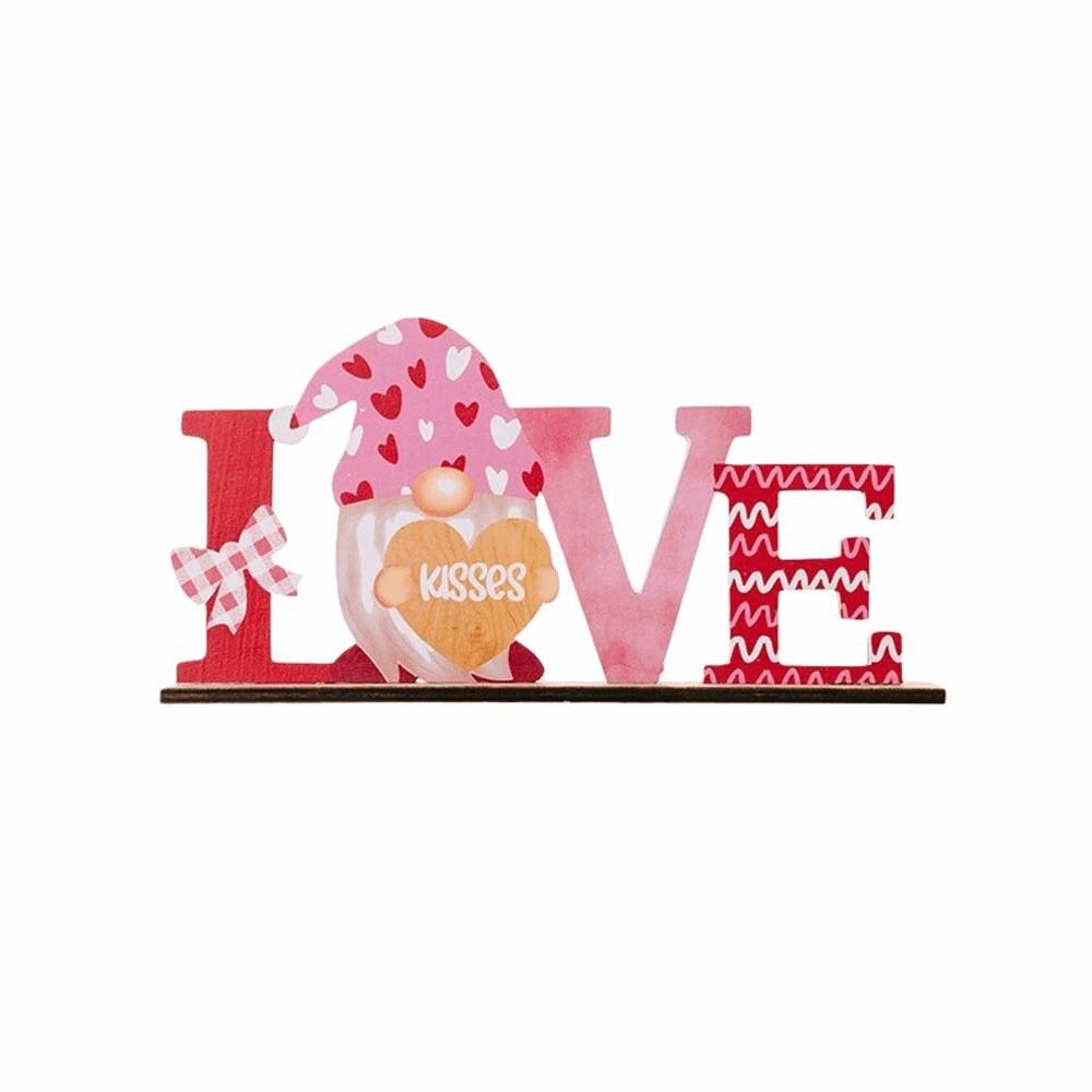 Wooden Art Craft Valentine Day Wooden Decorations Lip Love Heart Wooden Letter Ornaments  Table