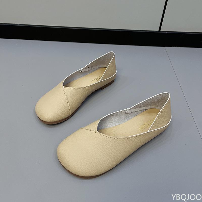 Women's Round Toe Flats Casual Leather Loafers Ballet Shoes Ladies Slip On Cute Flats Nurse Shoes Sneakers Plus Size Zapatillas
