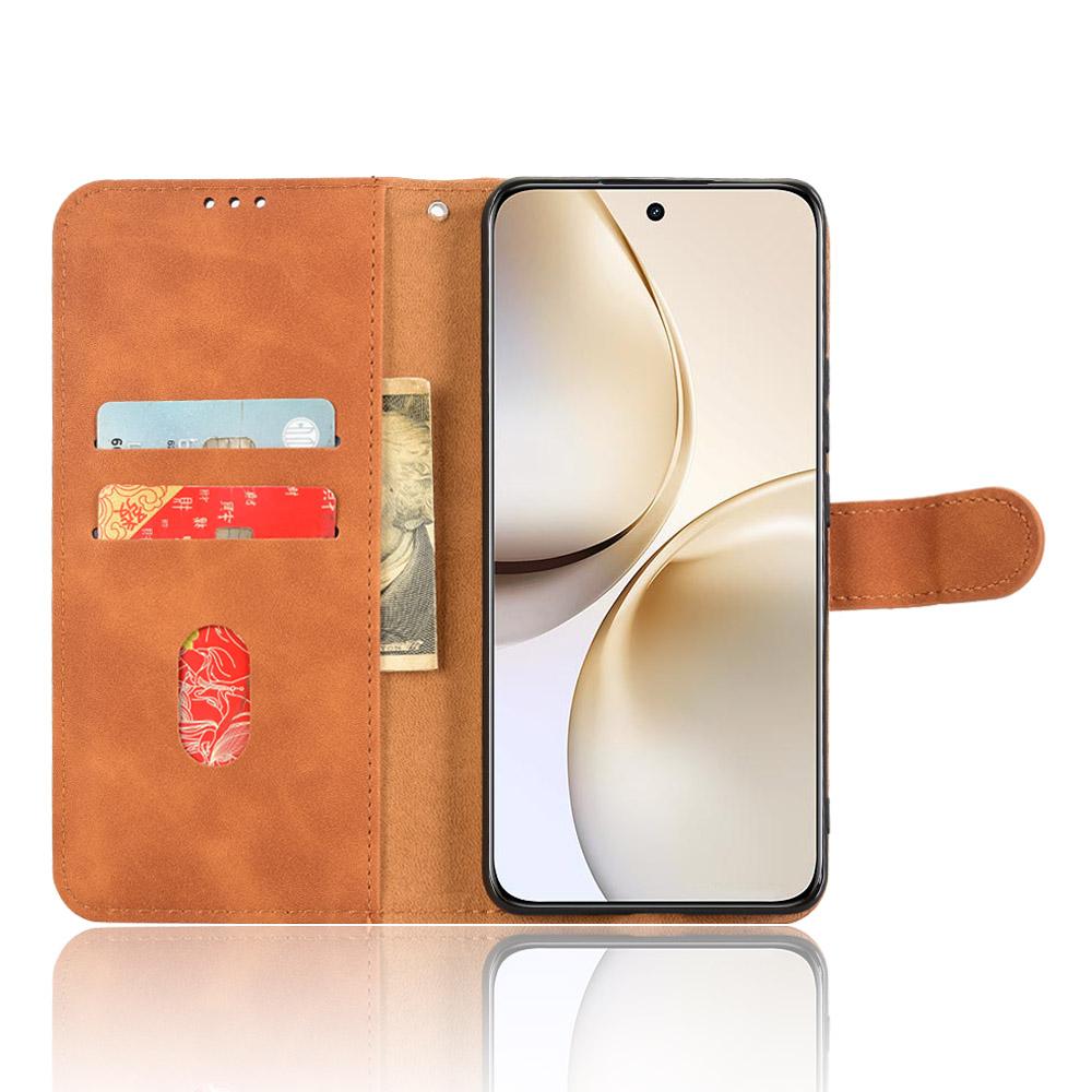 

For Realme 14 Pro 5G Leather Case Skin Feel Anti Drop Wallet Flip Phone Cover Brown