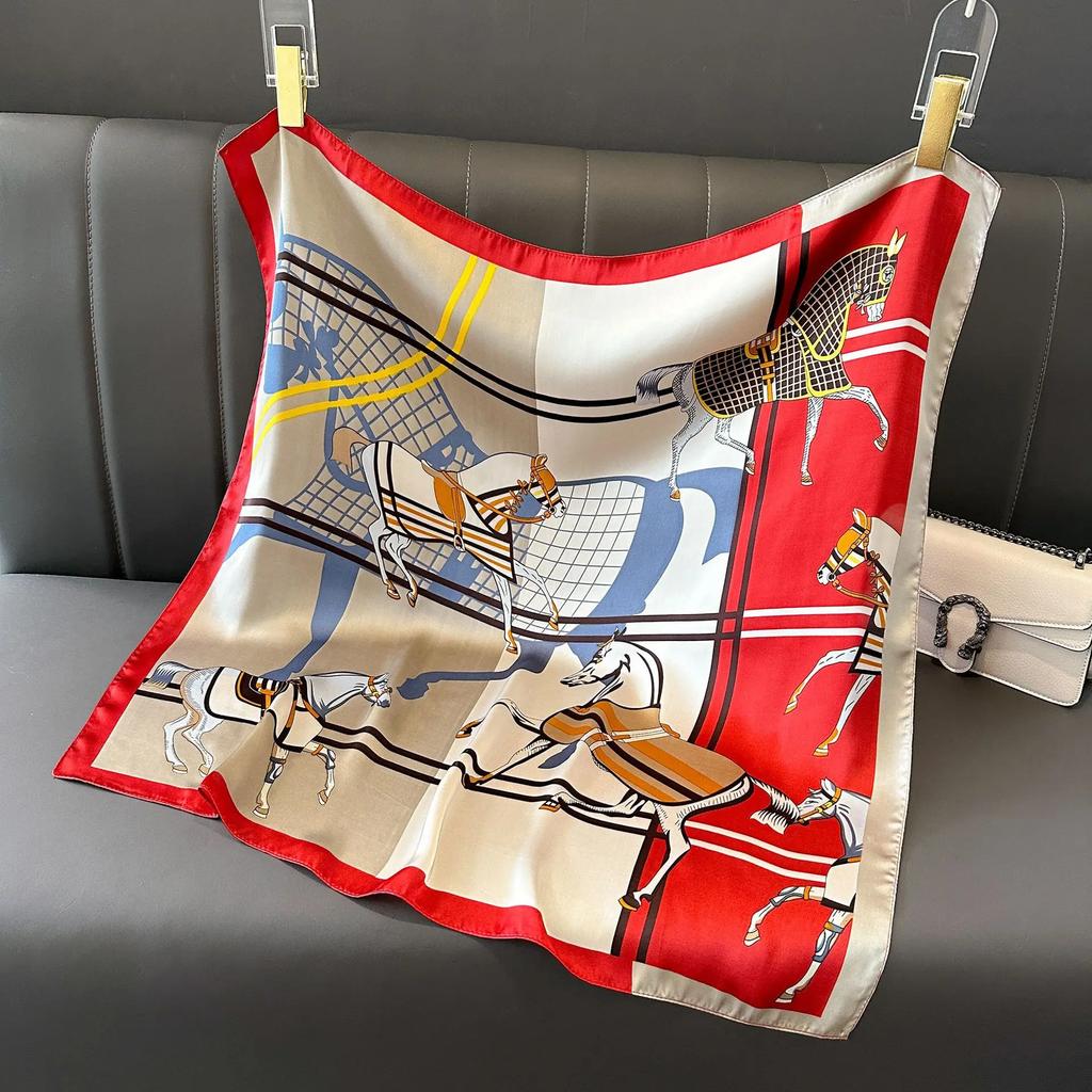 New Fashion Luxury Silk Scarf Bandana Women Hair Bands Square Scarves Neck Tie Bag Scarfs Satin Lady Wrap Headband