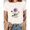 Women'S Casual Short-Sleeve T-Shirt with Purple Dahlia Floral Print - Soft, Loose Fit, Round Neck Tshirt Floral Print Top SoftT Shirts Women