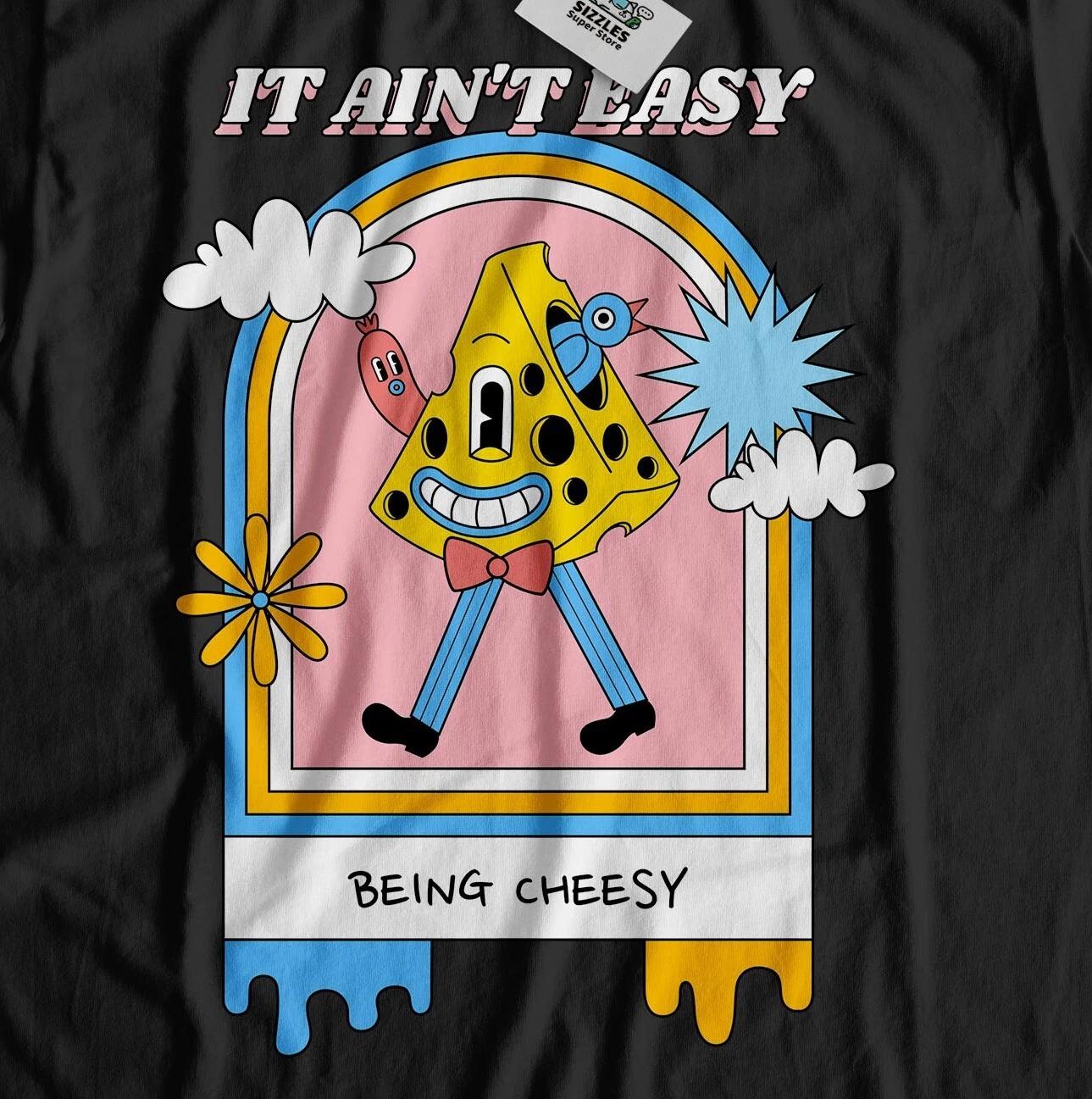 Being Cheesy! Unisex Funny Cheese T-Shirt Turophile & Swiss Cheese Gifts L