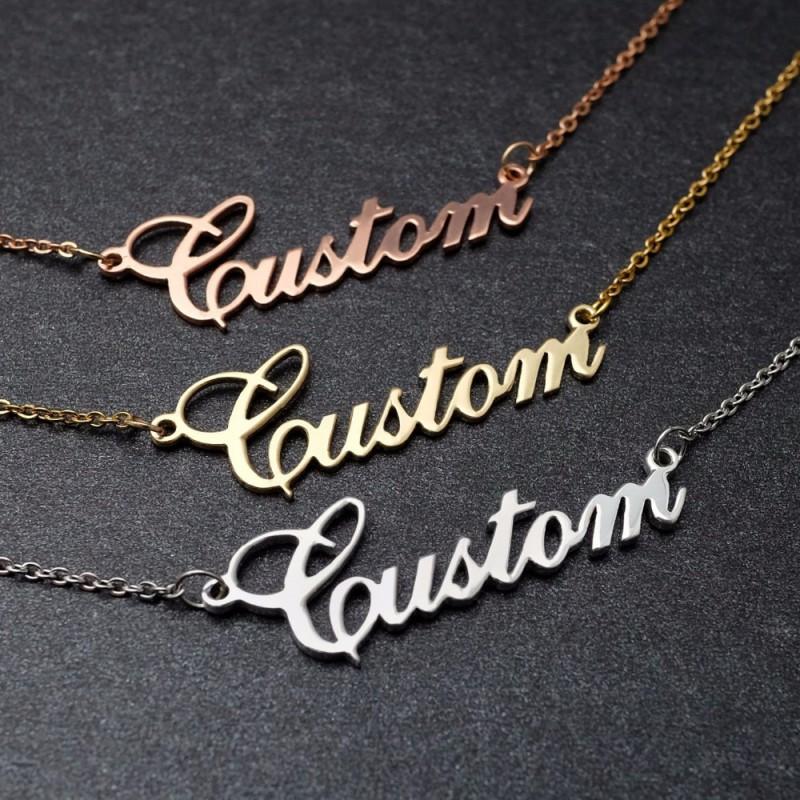 DIY Stainless Steel Name Necklace Gold Plated Initial Letter Bracelet Ring Bangle Personalized Custom Jewelry
